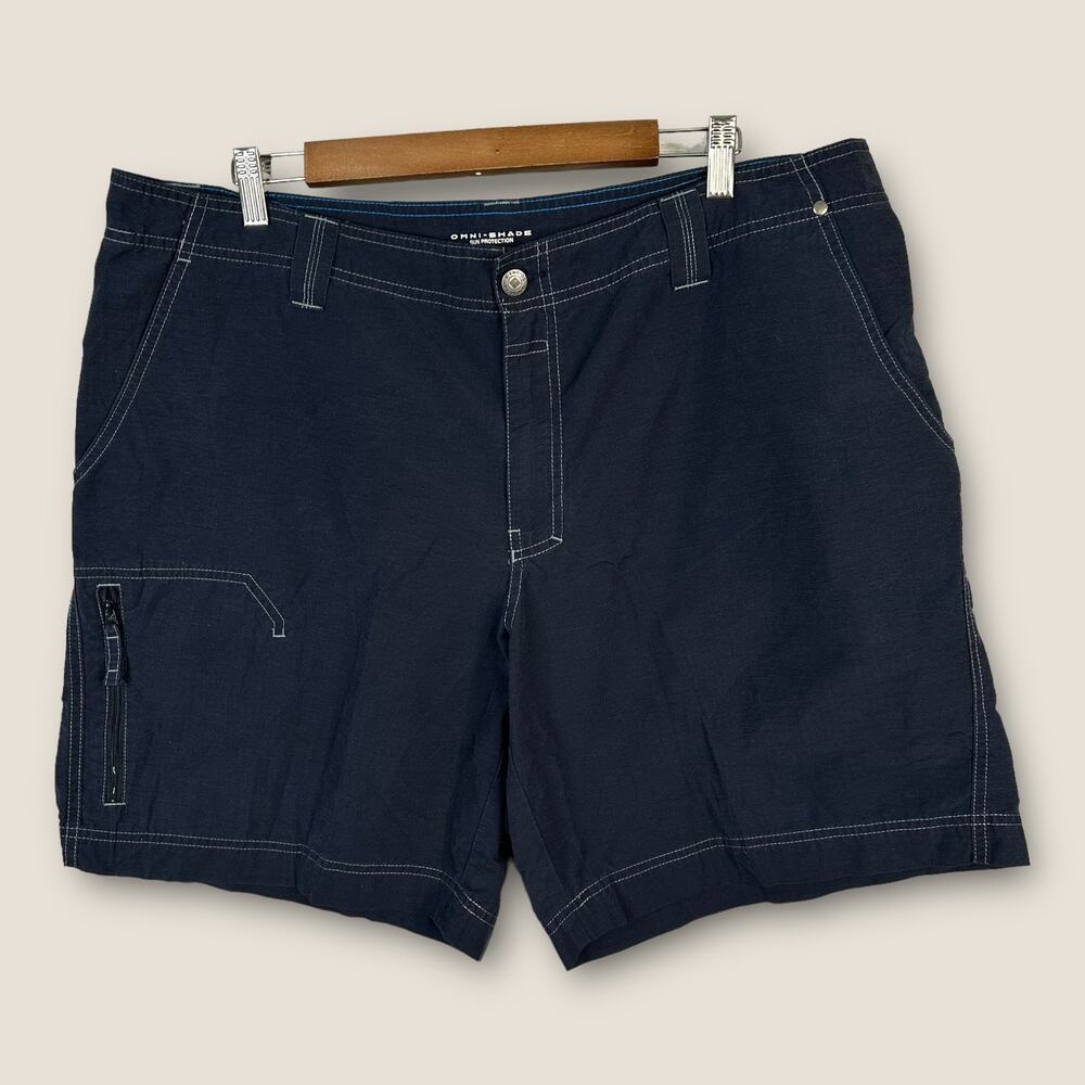 Columbia Mens size 40 9" Inseam Blue Cargo OmniShade Hiking Shorts am4368